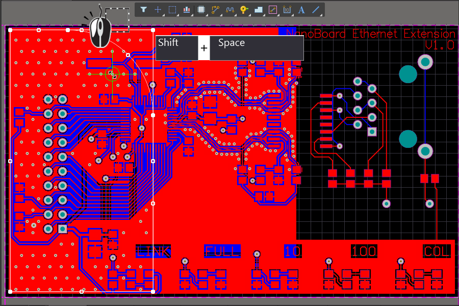 Close-up of PCB via design for electrical connections.